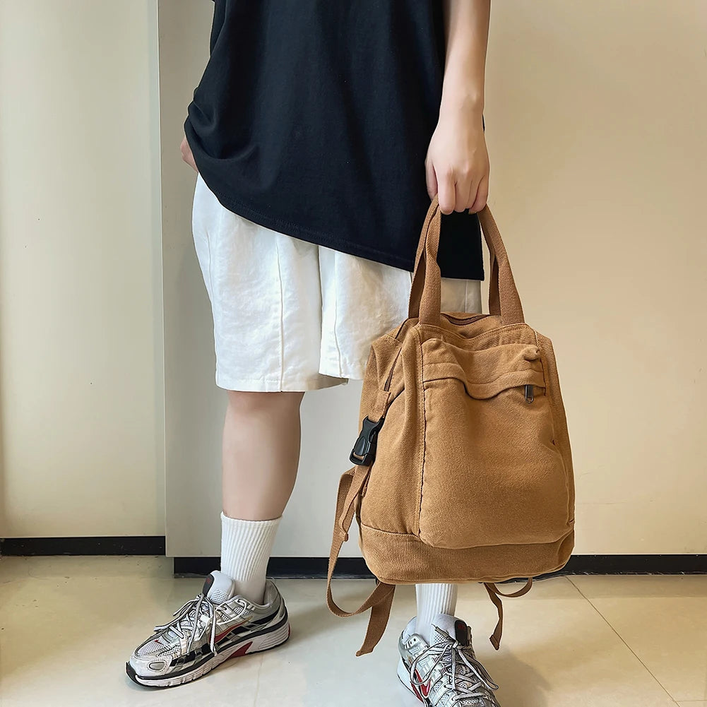 Vintage Canvas Backpack for Women | Stylish School Bag