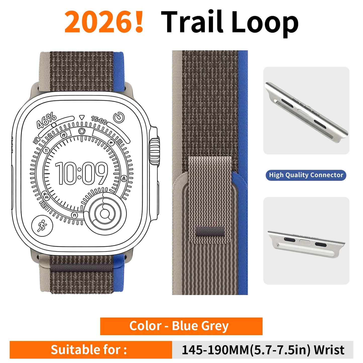 High-Quality Nylon Strap for Smartwatches | Natural Titanium Finish