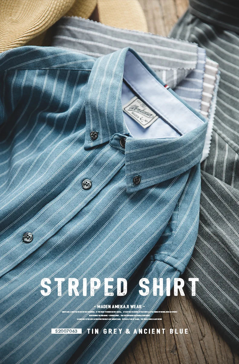 Men's Retro Vertical Stripe Long Sleeve Casual Shirt | Stylish Tops