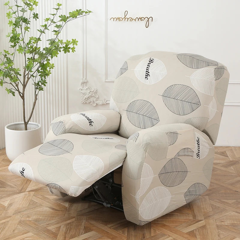 Printed Recliner Cover with Pockets | 4-Piece Furniture Protector