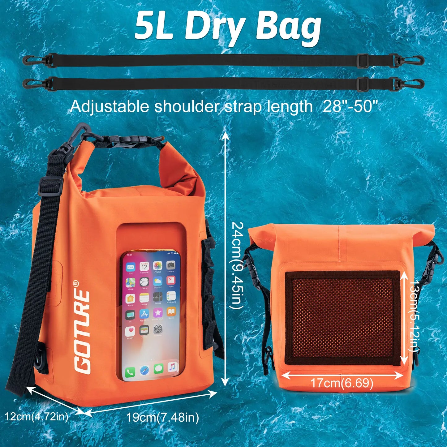 5L Waterproof Dry Sack with Touchscreen Phone Pouch | Ideal for Adventure