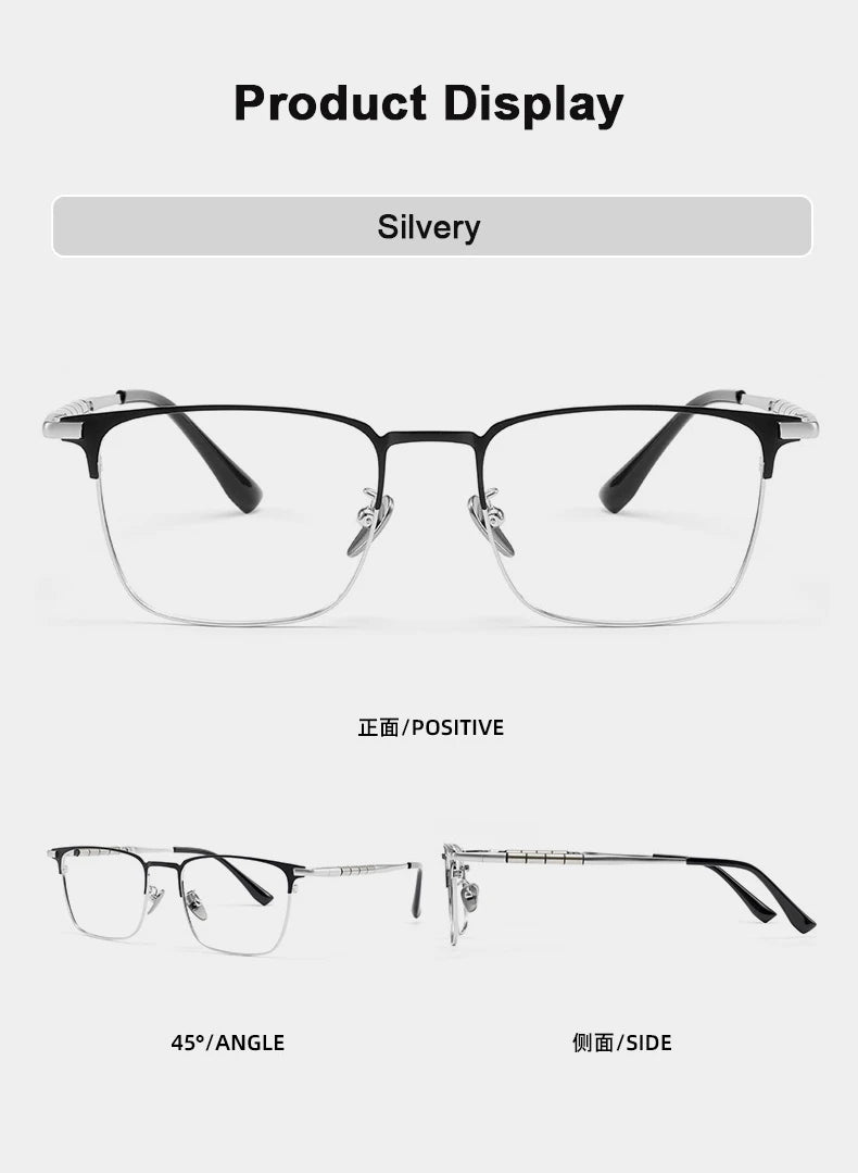 Men's Pure Titanium Square Eyeglasses | Stylish Business Eyewear