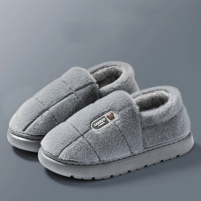 Men's Plush Winter Slippers | Cozy Non-Slip Warm Home Shoes
