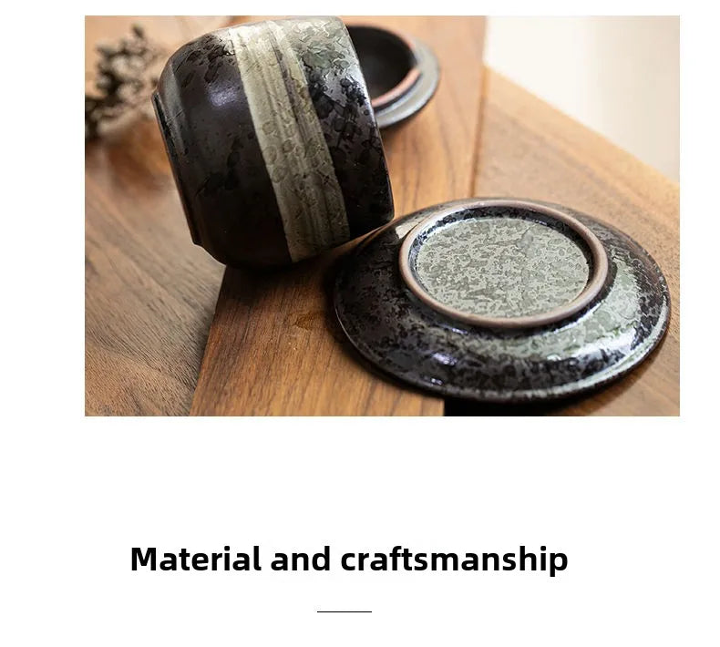 Japanese Retro Ceramic Stew Pot with Lid & Spoon Set | Multifunctional Soup Cup