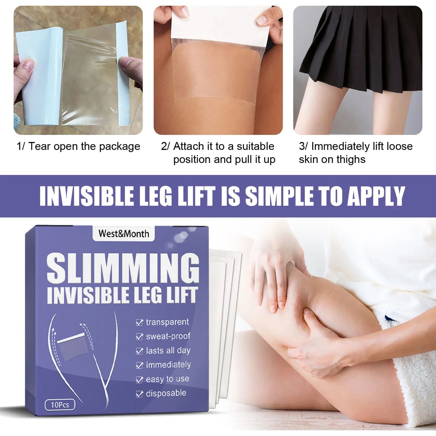 10Pcs Invisible Thin Leg Stickers | Ultimate Leg Lifting Patches