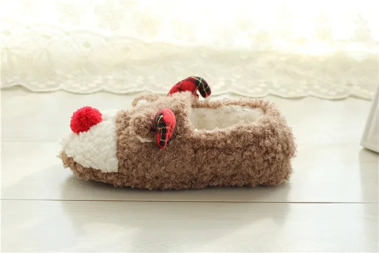 Women's Christmas Elk Plush Slippers | Cozy Winter House Footwear