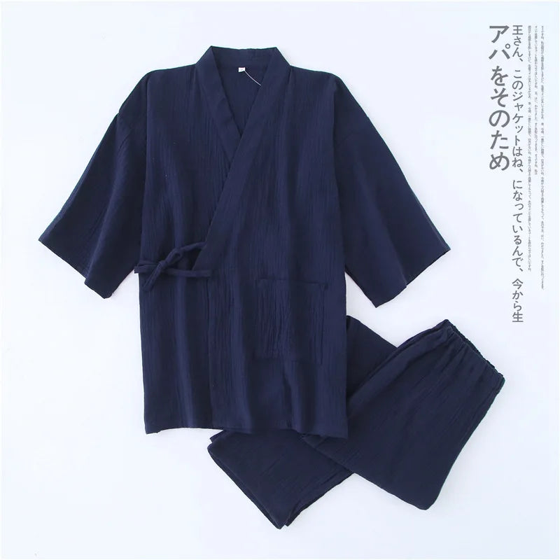 Men's Plus Size Cotton Kimono Pajamas | Stylish Comfort Homewear