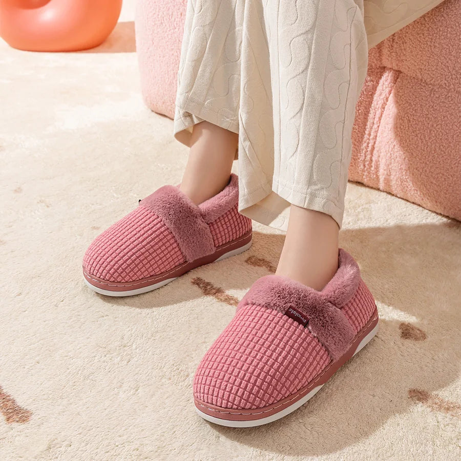 Men's Cozy Flannel Plaid Winter Slippers | Memory Foam Indoor Shoes
