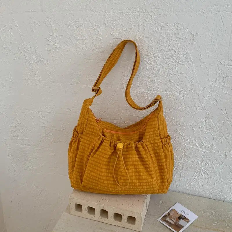 Stylish Plaid Nylon Shoulder Tote Bag | Versatile Everyday Accessory