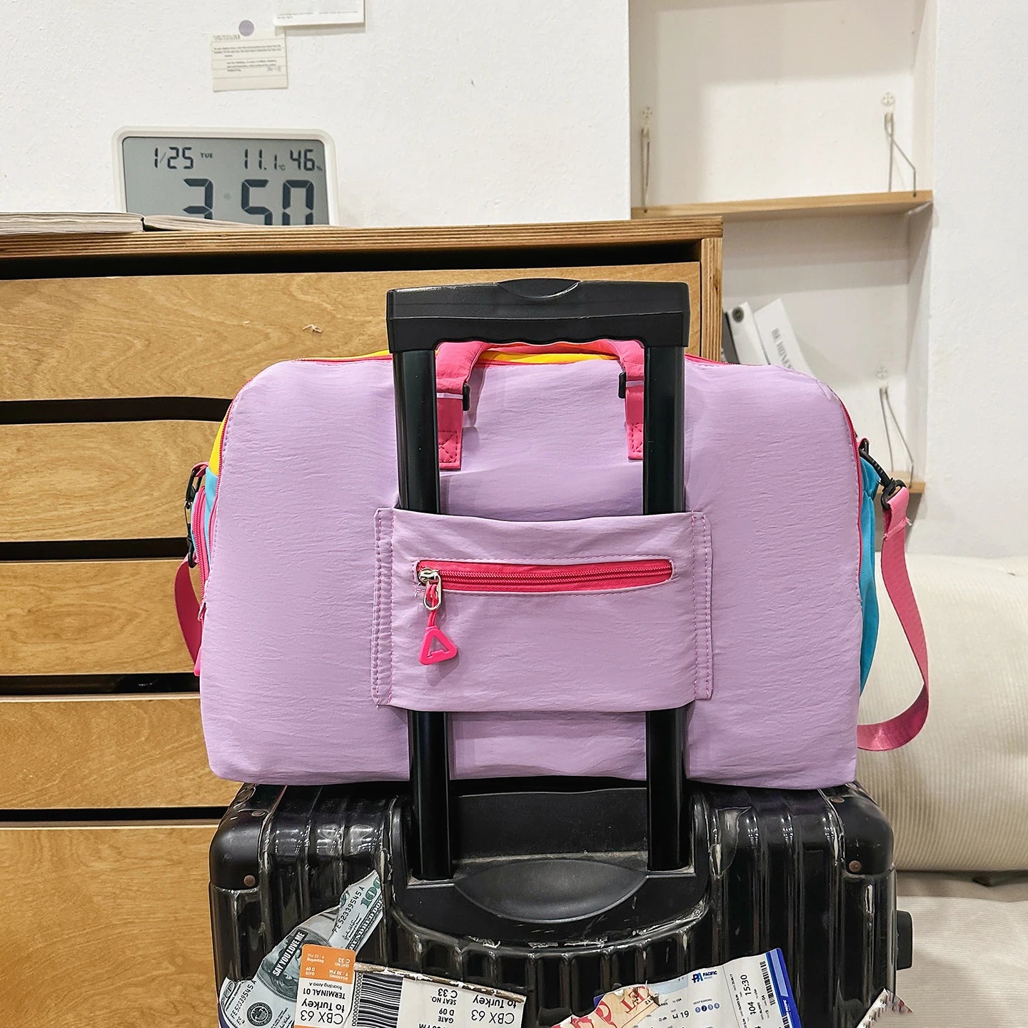Fashion Trend Dopamine Contrasting Travel Bag Independent Shoe Compartment, Lightweight Yoga Bag, Outdoor Sports and Fitness Bag