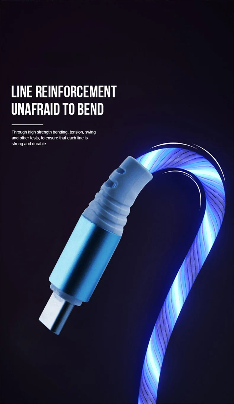 LED Glowing Charging Cables | Fast Micro USB & Type C Options