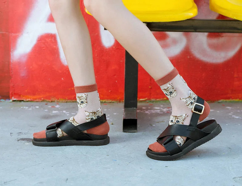 Trendy Women’s Transparent Cat Socks | Cute Kawaii Summer Fashion