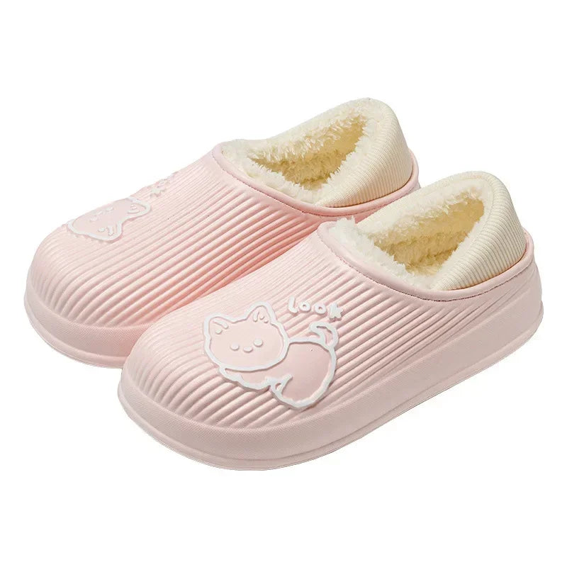 Unisex Waterproof Plush-Lined Slippers | Cozy Indoor Comfort Shoes