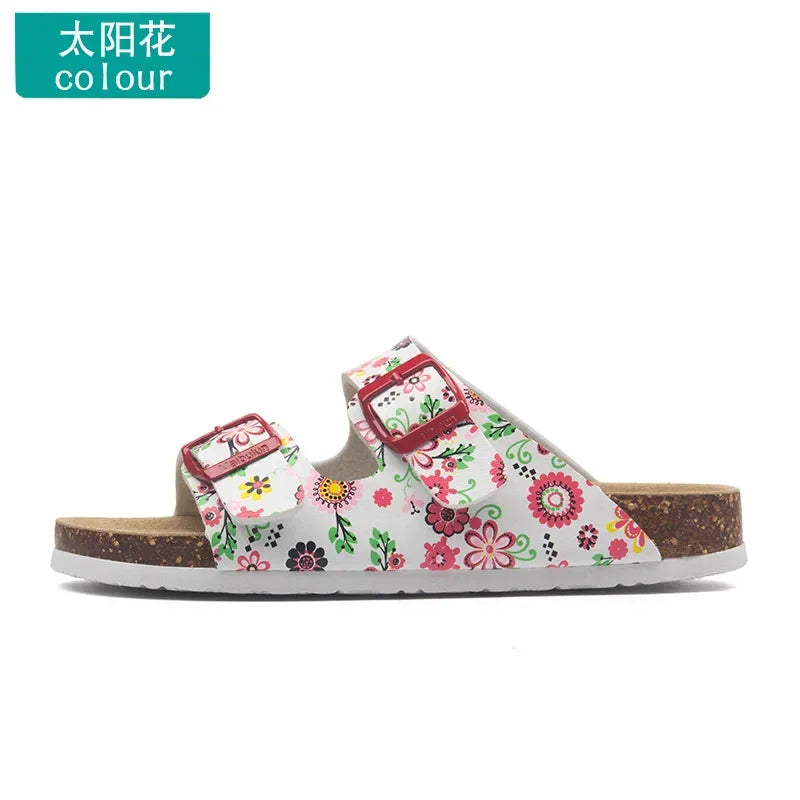 Men's Buckle Flat Bottom Cork Slippers | Comfortable Summer Sandals