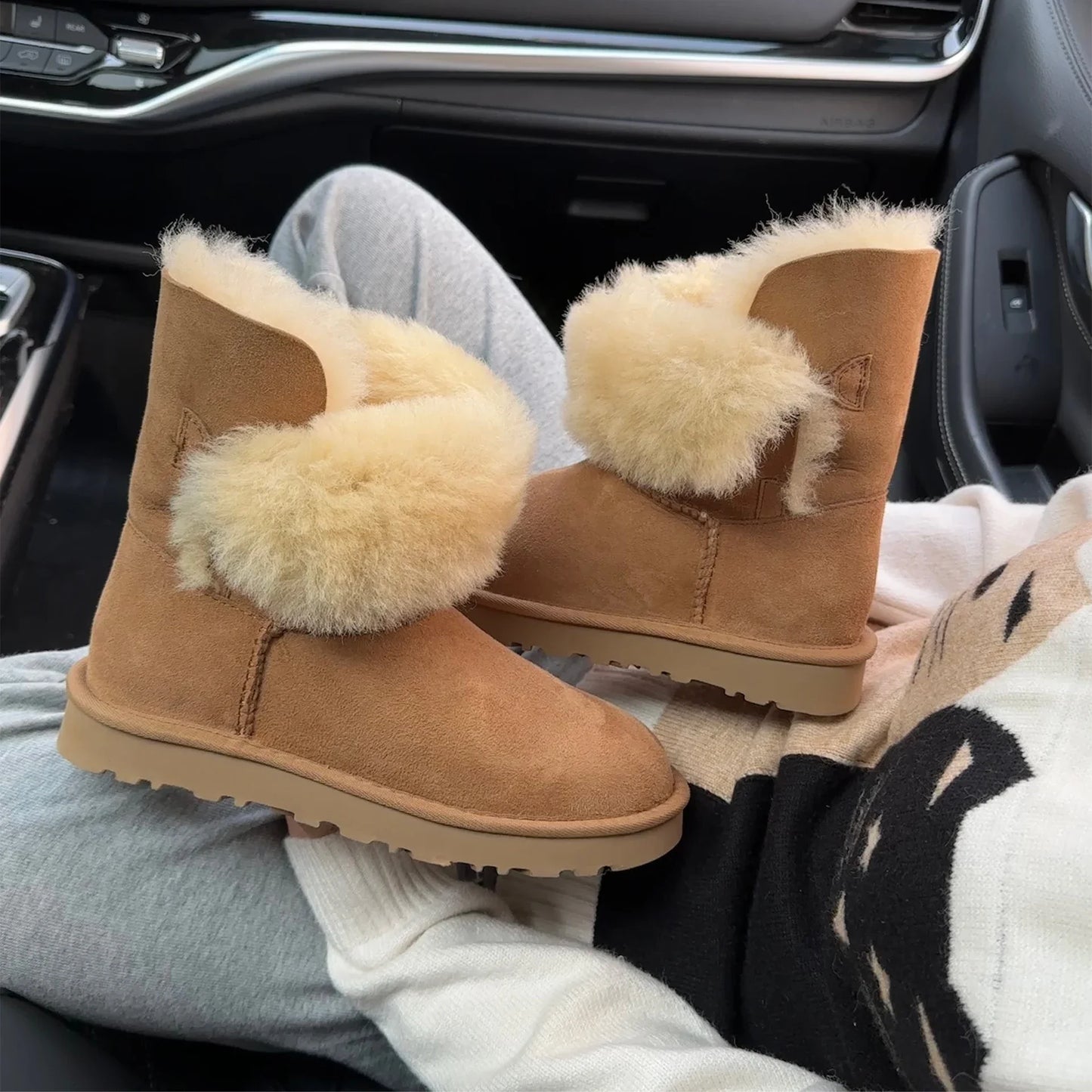 Women's Sheepskin Wool Snow Boots | Warm Fleece Lined Winter Boots