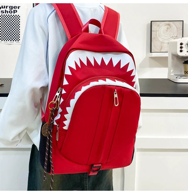 Luminous Shark Mouth Backpack | Large Capacity USB Laptop Bag