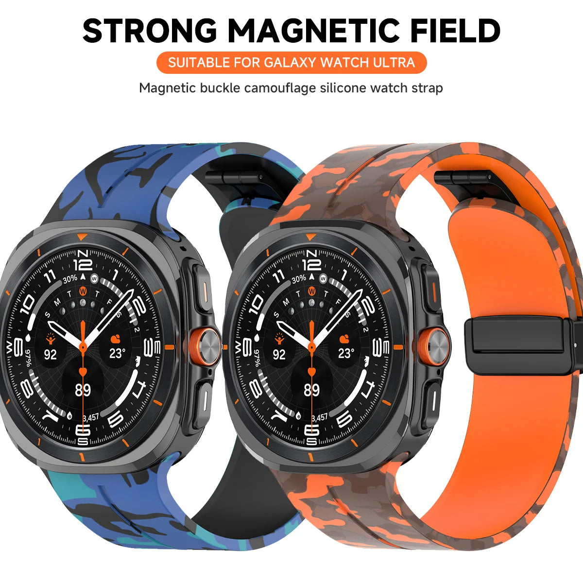 Silicone Sport Strap for 47mm Smartwatch | Magnetic Folding Clasp