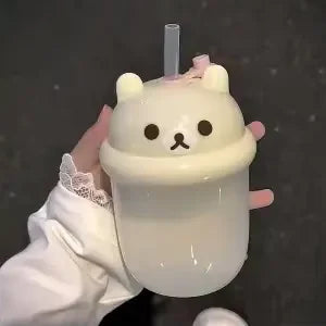 Cute Mini Plastic Straw Cup | Large Capacity Water Cup for Students