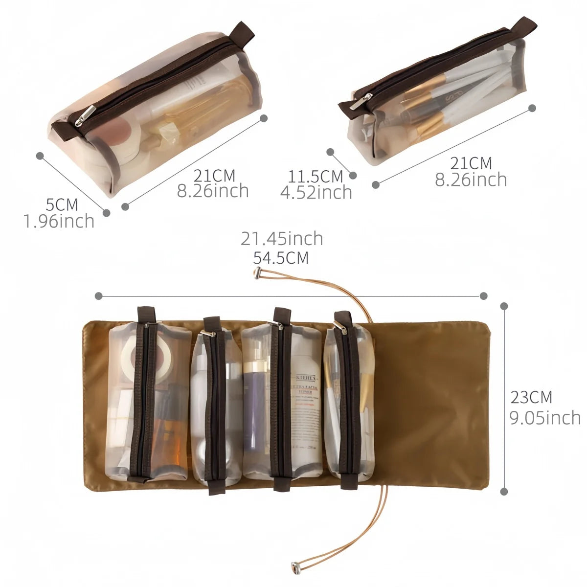 Large Capacity 4-in-1 Travel Refillable Bottles & Organizer Set