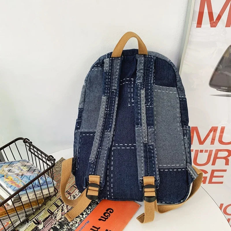 Trendy Washed Denim Backpack | Stylish College Laptop Bag