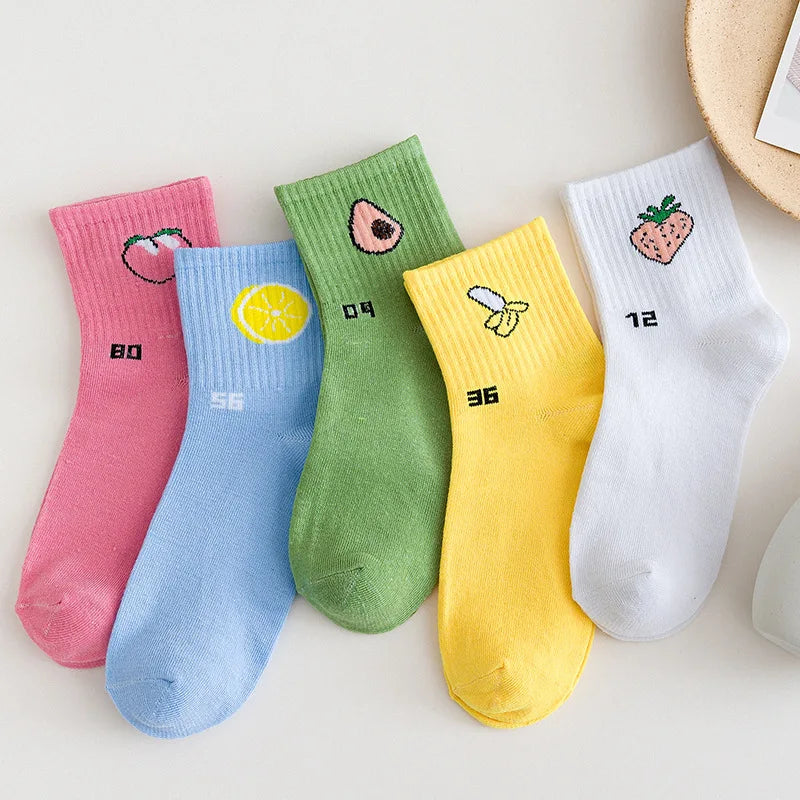 Cute Women Fruit Print Socks Set | Kawaii Casual Accessories