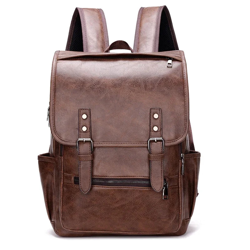 Large Capacity Vintage Men's Backpack | Stylish PU Leather Bag