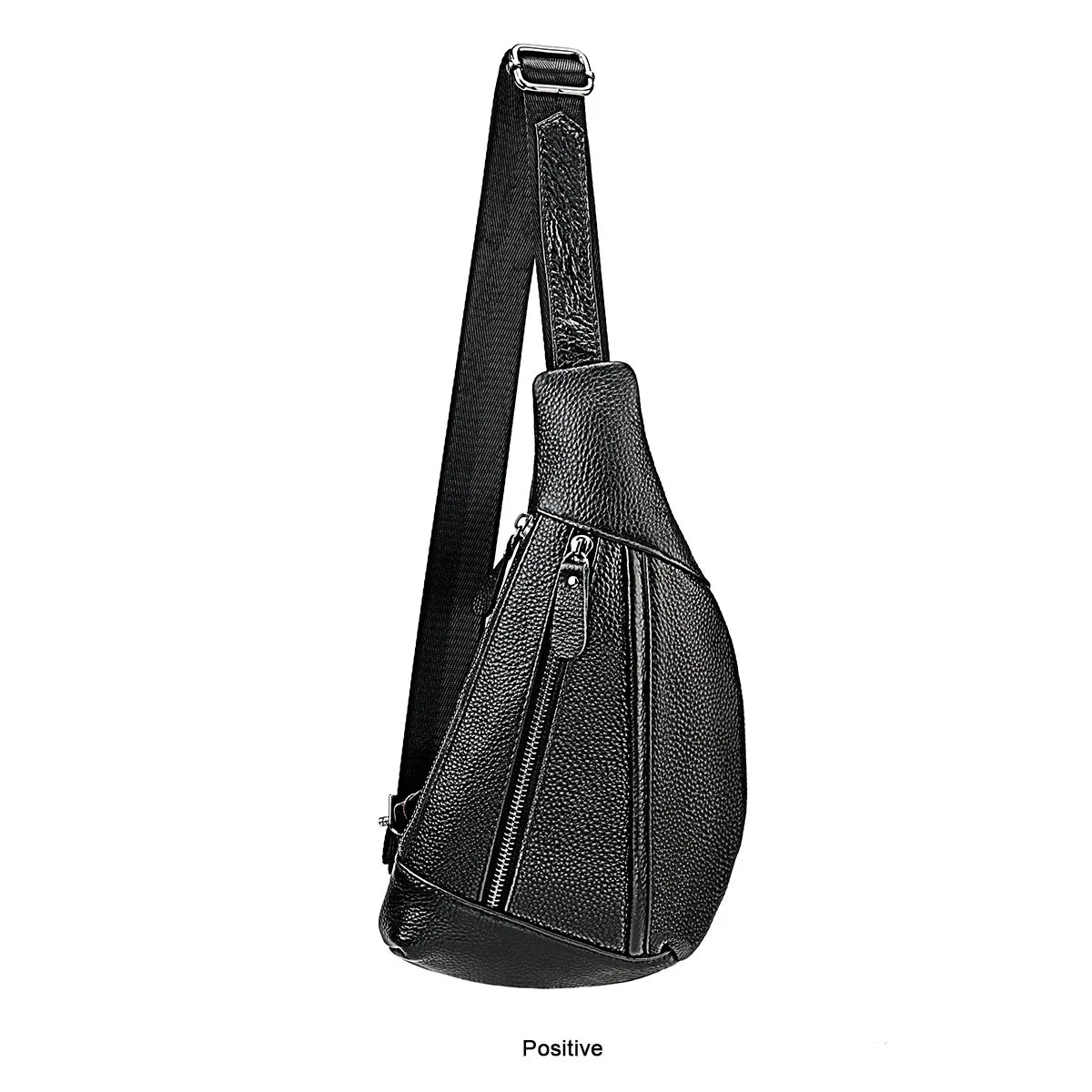 Men's Genuine Leather Chest Bag | Casual Triangle Crossbody Sling