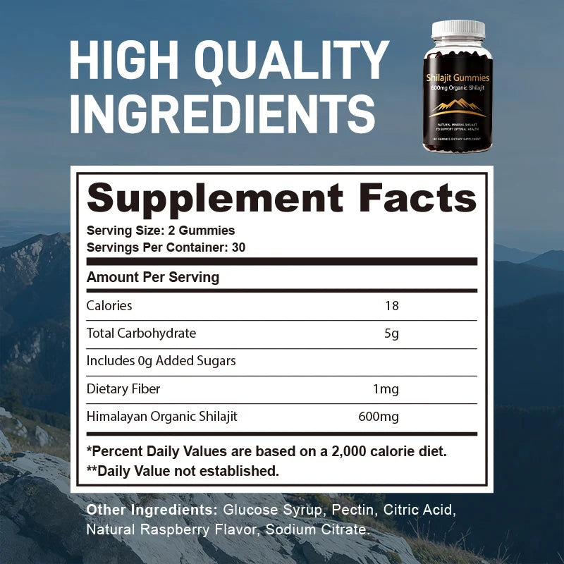 Organic Himalayan Shilajit Gummies for Daily Wellness | 600mg Boost