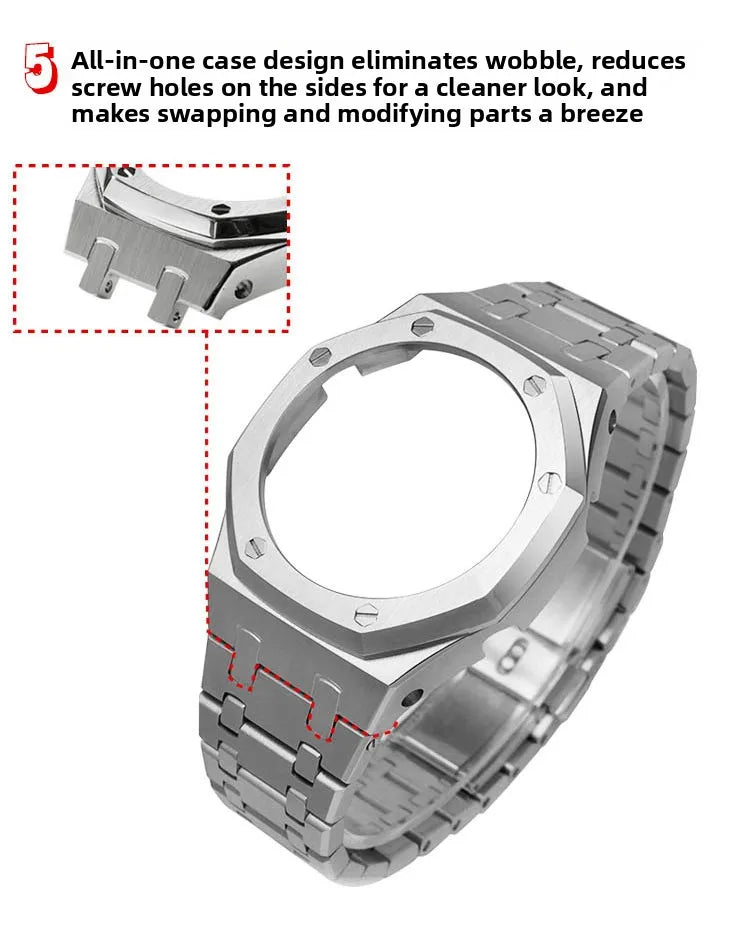 Stainless Steel Watch Case & Strap Replacement Kit | Modern Look