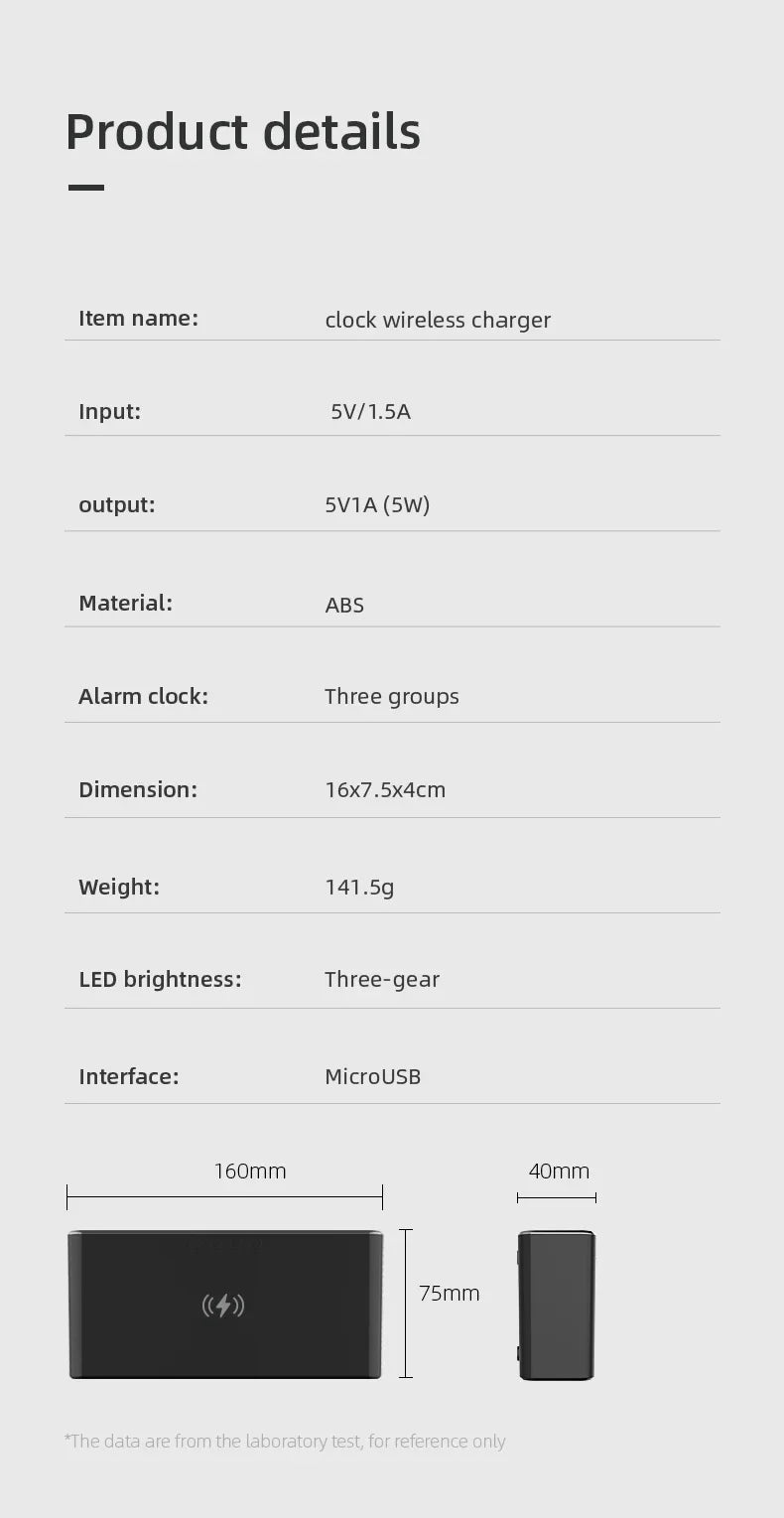 5W Wireless Charger Alarm Clock — Multifunction LED Digital Clock with Thermometer, Time Display & Fast Charging Dock for iPhone, Samsung & Qi-Compatible Phones