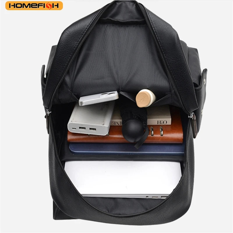 Stylish Large PU Leather Backpack | Perfect for Students & Travel