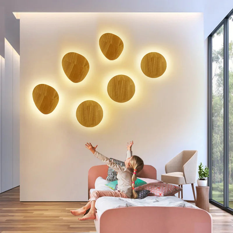 Nordic Wooden Wall Lamp | Creative LED Atmosphere Light