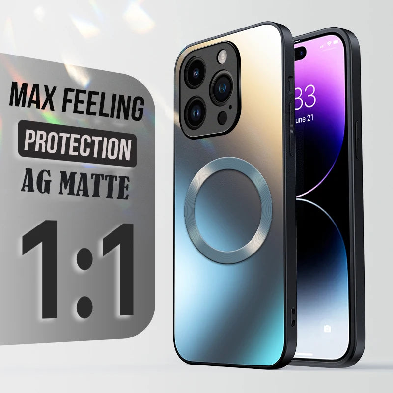 AG Matte Silicone Hard Case For Magsafe iPhone 17 Air 16 16E 15 14 13 12 11 Pro X XS Max Mini Plus Frosted Phone Magnetic Cover