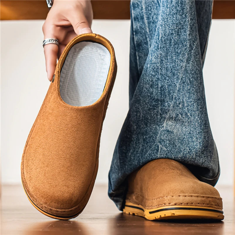 Men's Wide Toe Box Mules | Comfy Slip-On Loafers for Daily Use