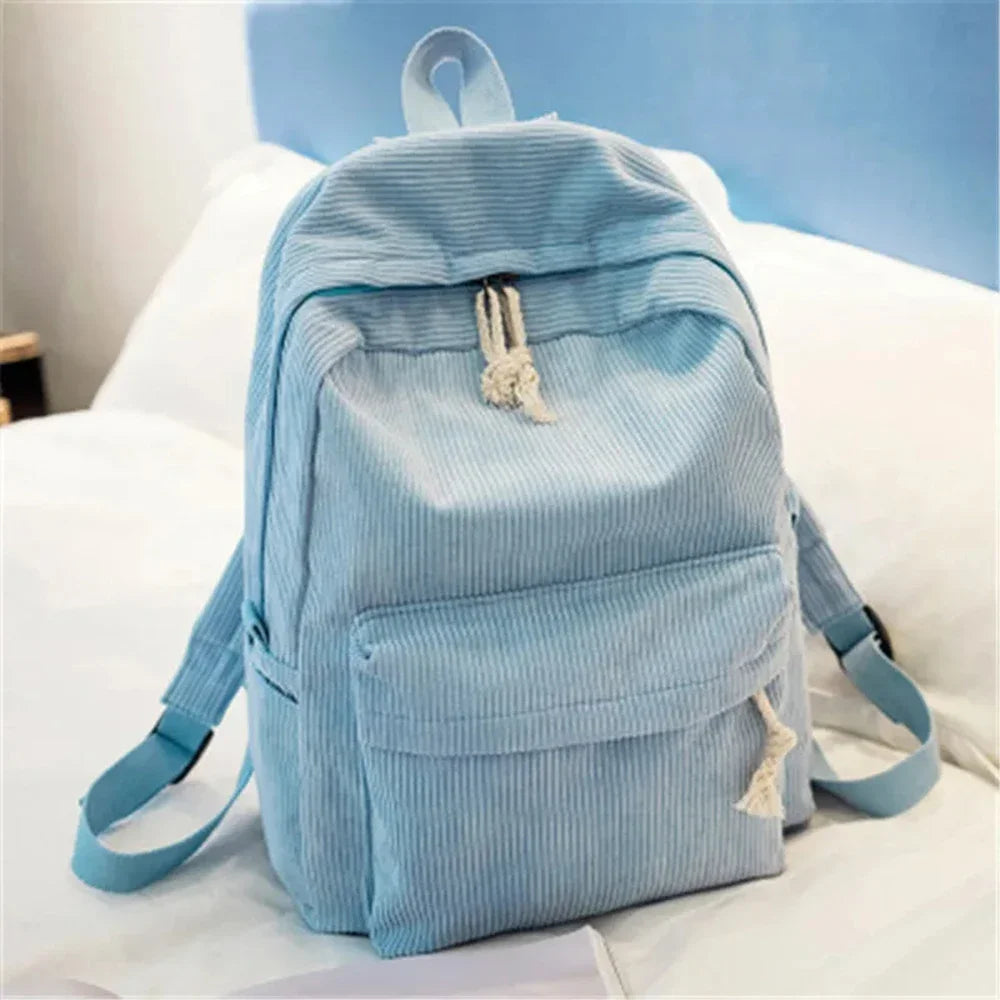 Personalized Corduroy Student Backpack | Anti-Theft School Bag for Teens