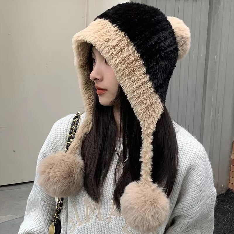 Women's Cute Bear Ears Plush Winter Hat | Stylish and Warm Beanie