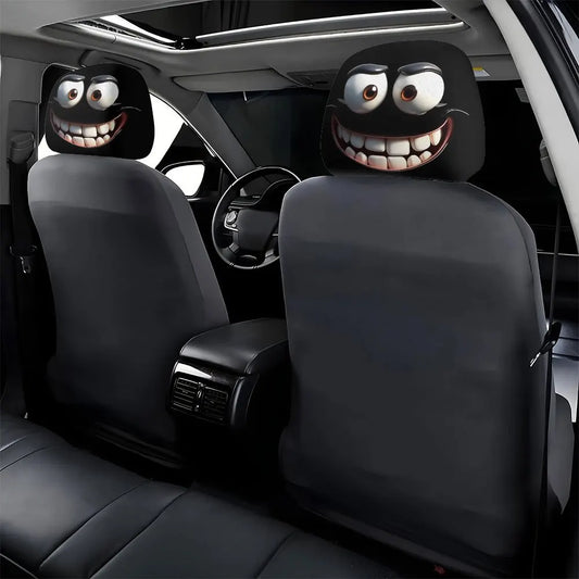 2 fundas de almohada para coche con estampado de carita sonriente | Cojines suaves y divertidos