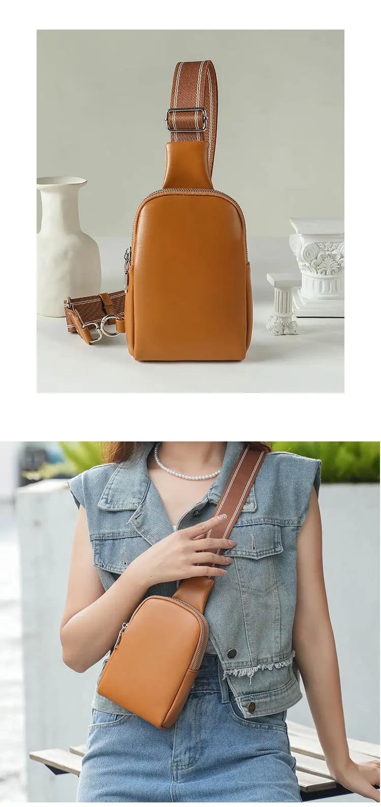 Unisex Soft Leather Chest Bag | Versatile Crossbody Waist Bag