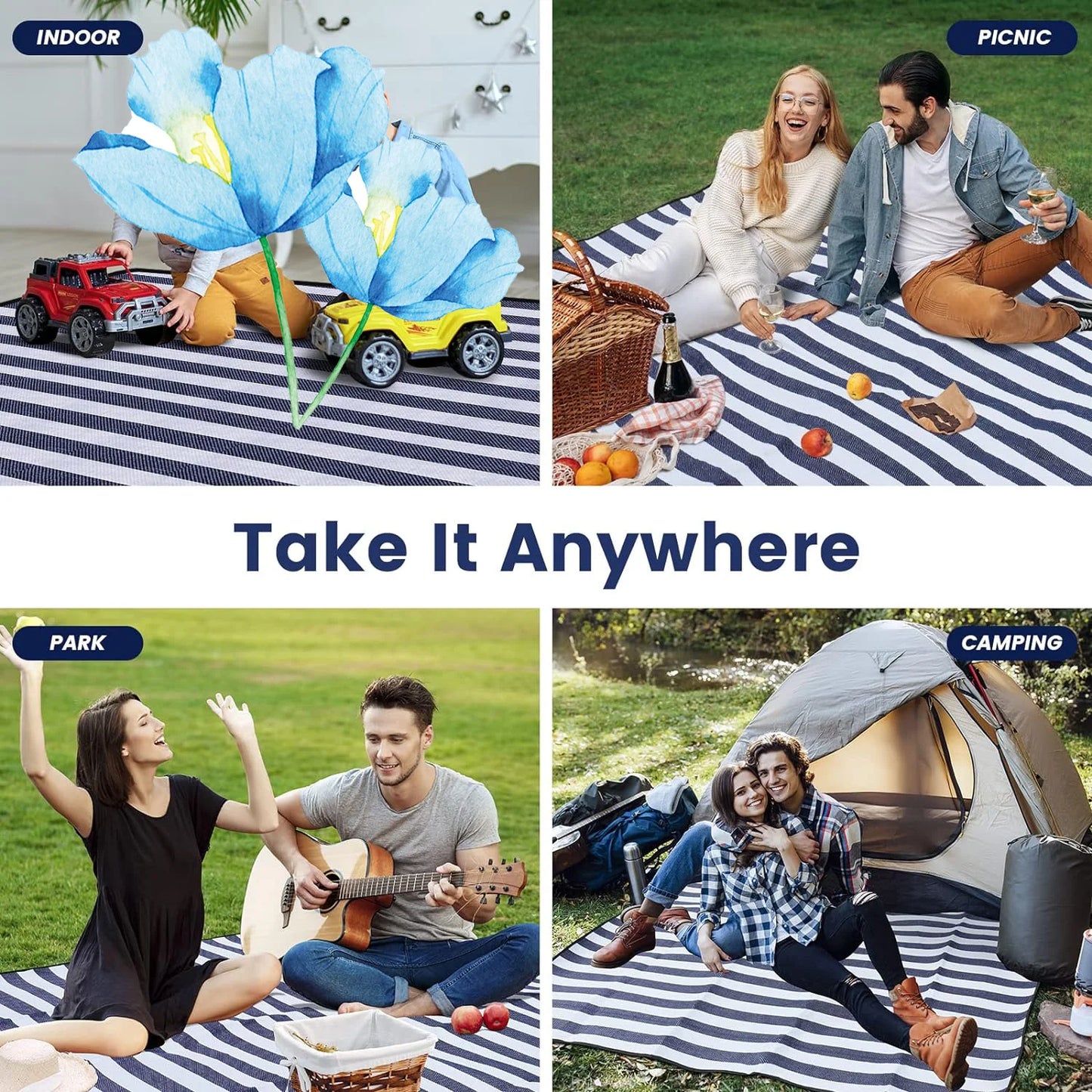 Extra Large Waterproof Picnic Blanket | Family-Friendly Beach Mat