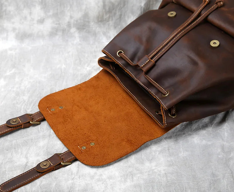 Retro Leather Men's Backpack | Spacious Travel & School Bag