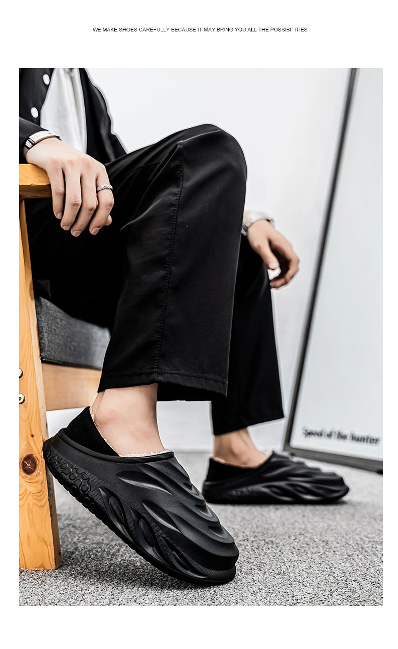 Men’s Velvet-Lined Winter Slippers | Cozy Non-Slip House Shoes