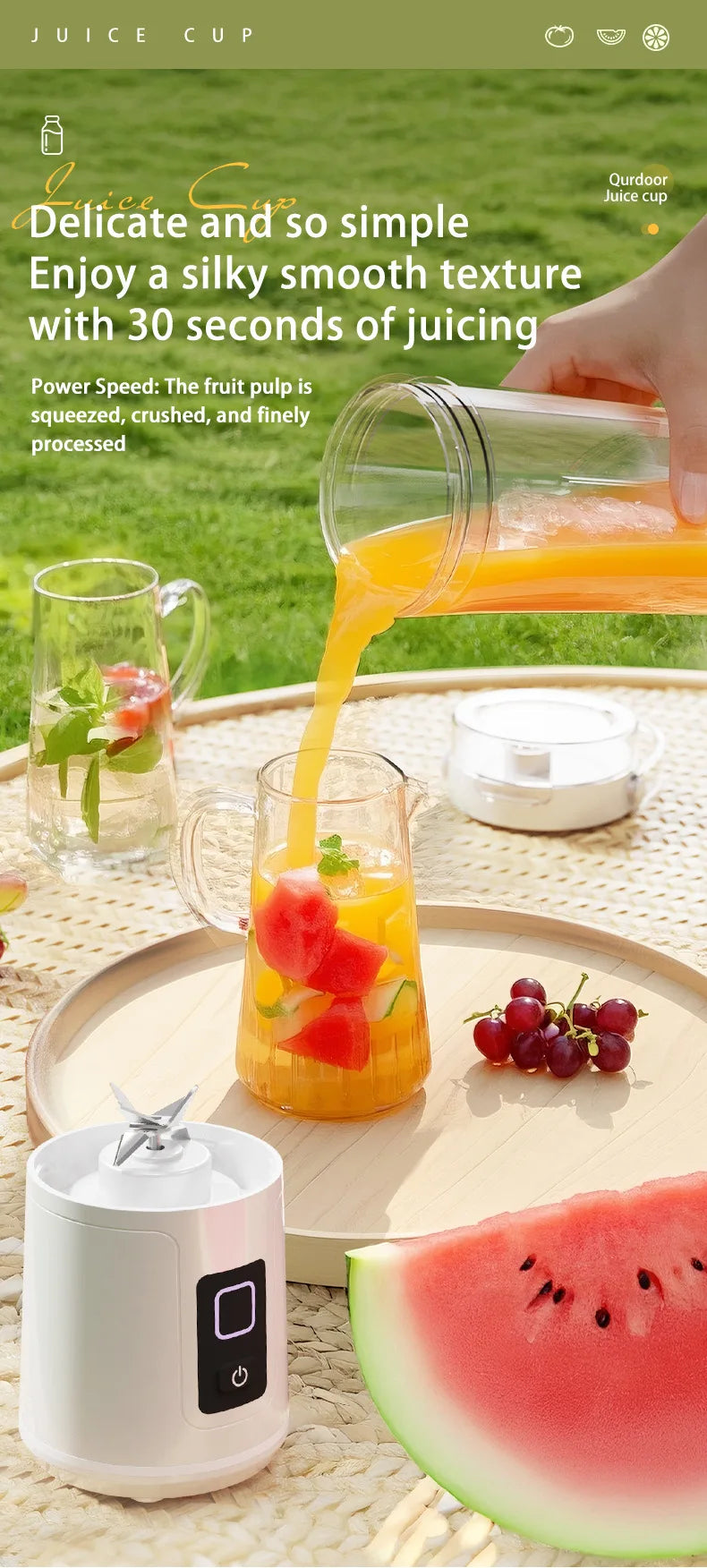 Rechargeable Mini Juicer Cup | Portable Blender for Home & Travel