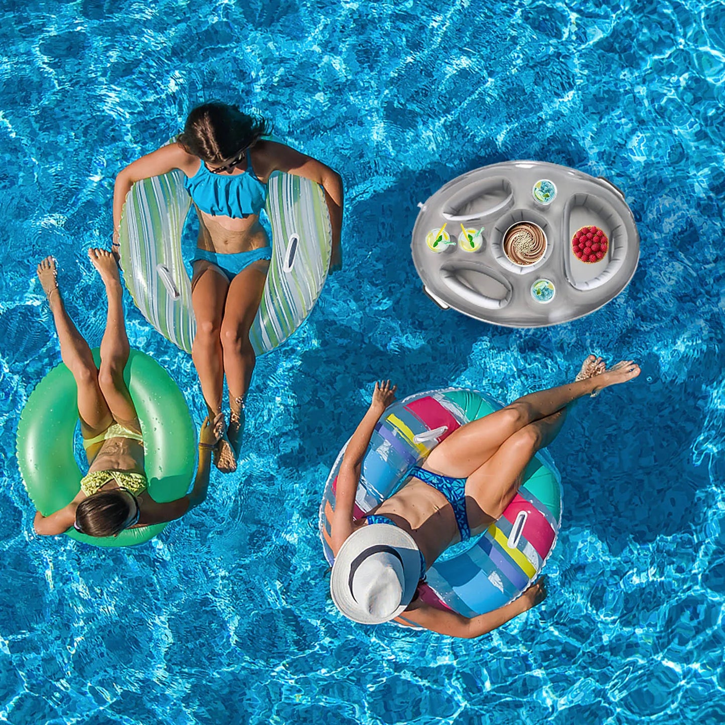 Inflatable Pool Drink Holder | Summer Party Float Cooler Tray