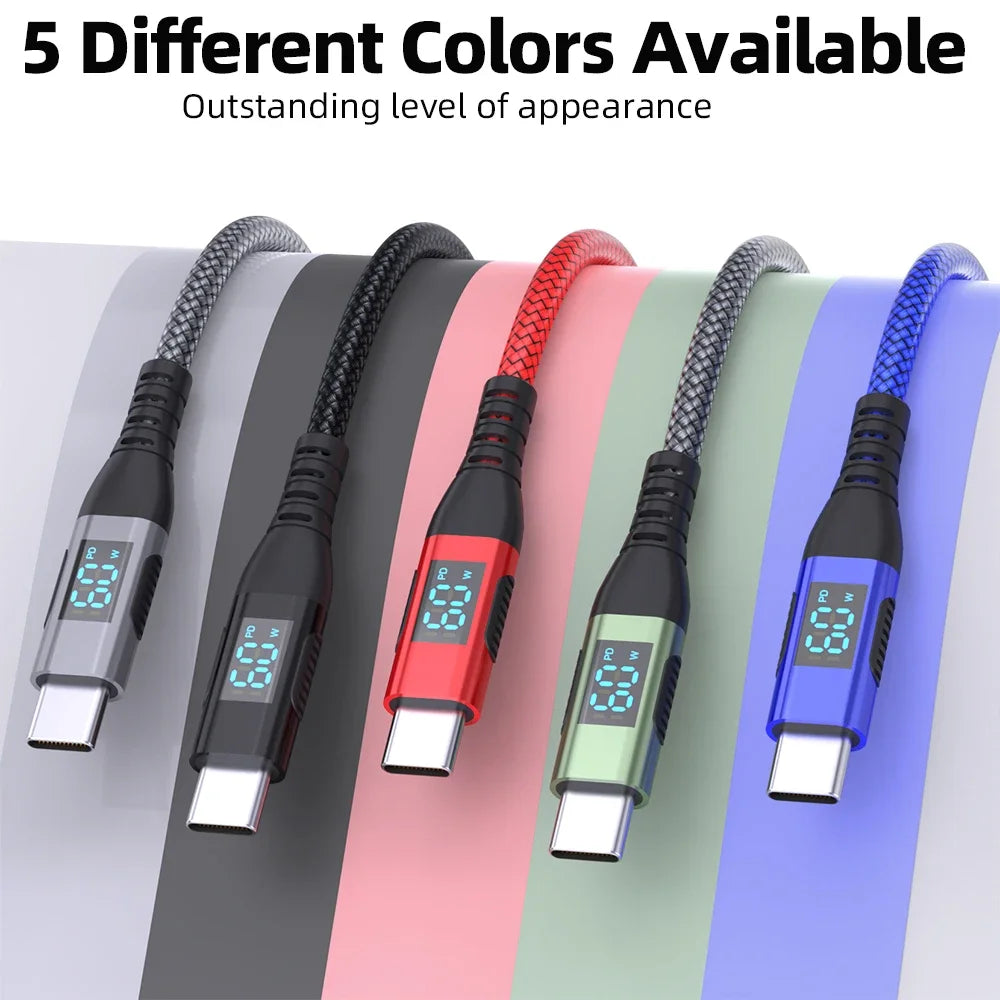High Speed USB Type-C Fast Charging Cable with Digital Display
