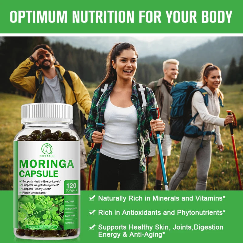Natural Moringa Capsules for Energy, Skin & Intestinal Health