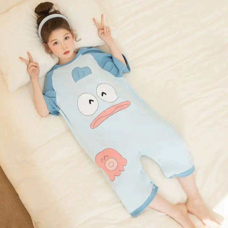 Kids' Cute Cartoon Loungewear One-Piece Pajamas for Summer