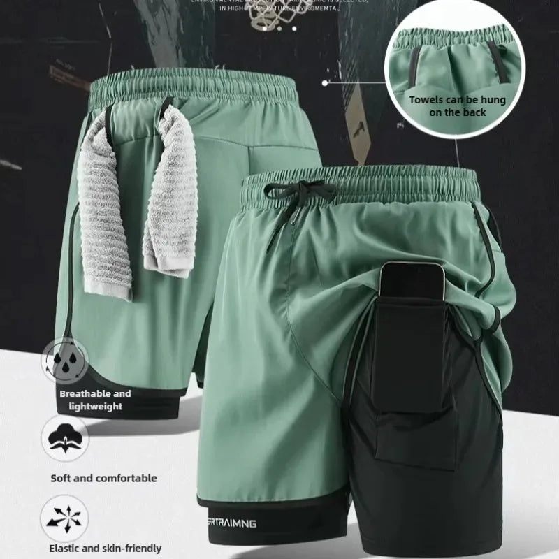 Men's 2-in-1 Camo Running Shorts | Quick Dry Gym Wear