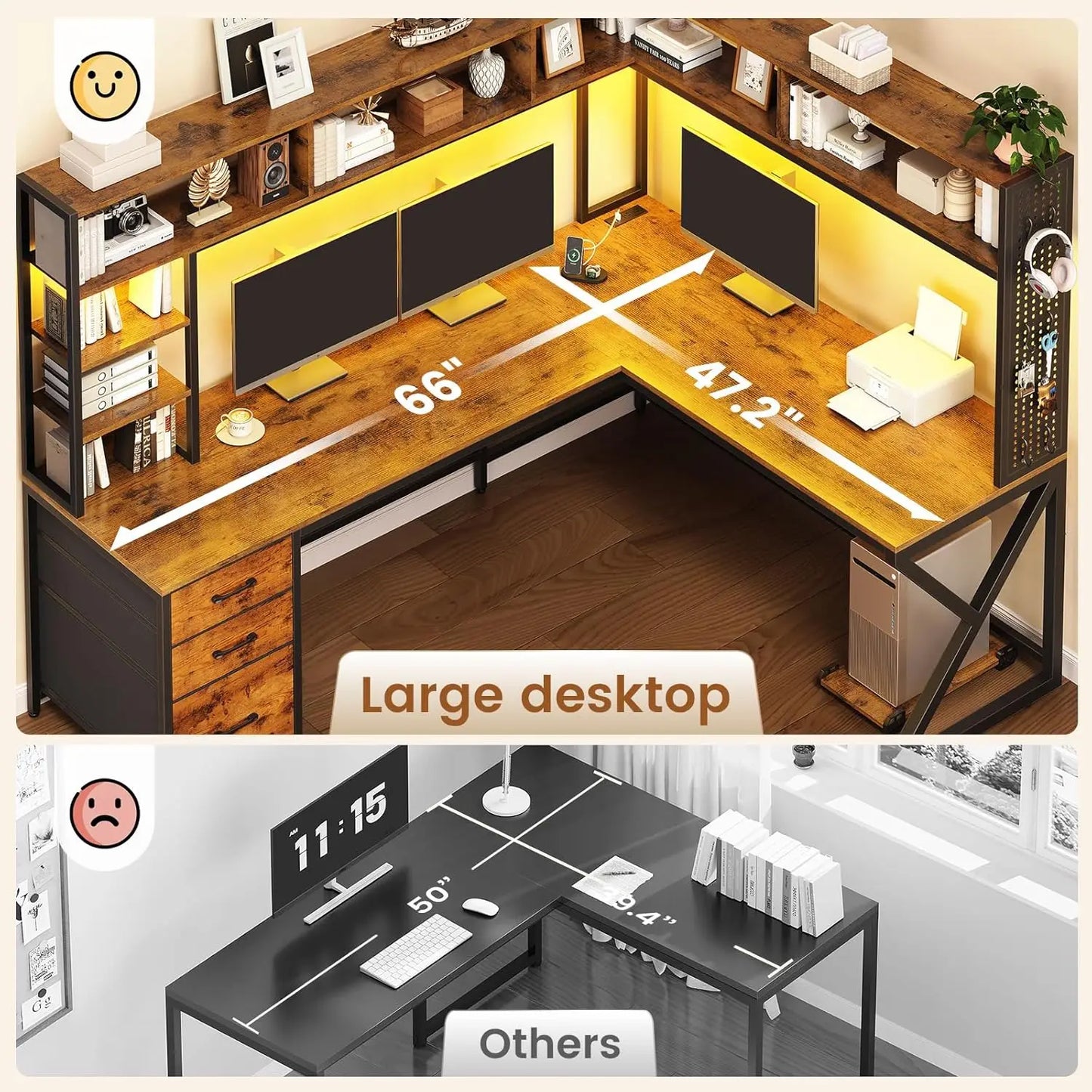 L Shaped Desk with Hutch | Spacious, Convertible Office Design