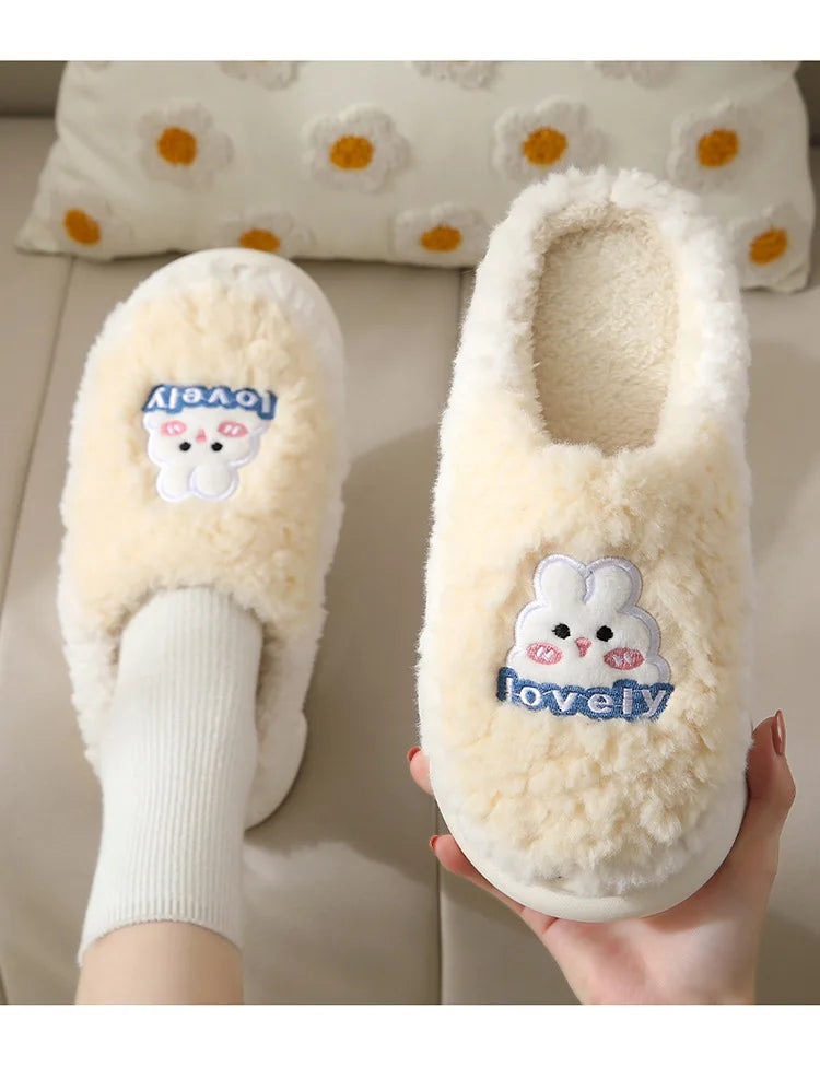 Women's Cute Cartoon Rabbit Plush Slippers | Cozy Indoor Footwear