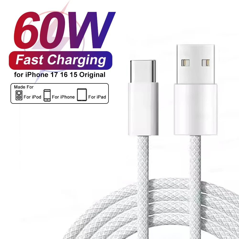 60W USB C Charging Cable | Fast Braided Cable for iPhone